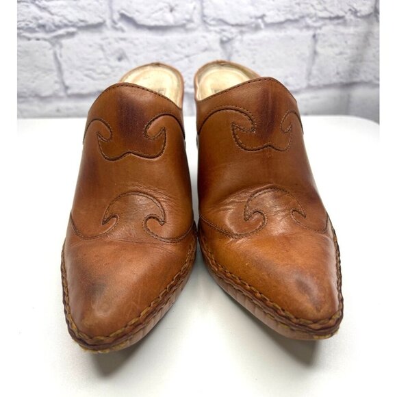 Frye Phoenix Mule Boots Leather brown Ladies Size 6M Western - Picture 2 of 11